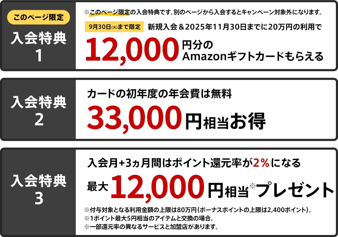 3つの入会特典