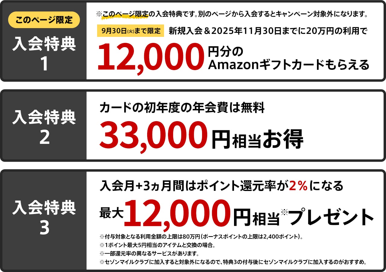 3つの入会特典
