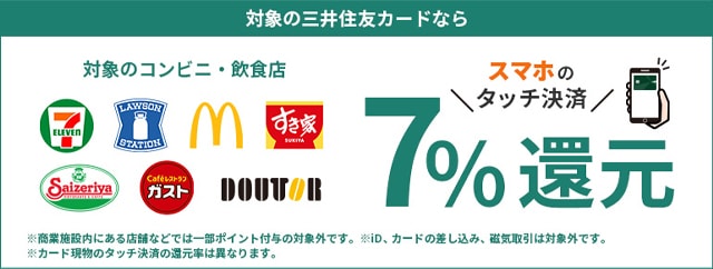 対象のコンビニ・飲食店で最大7％還元