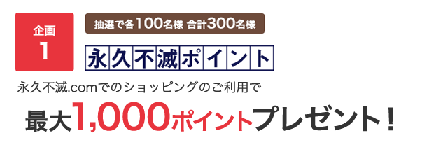 抽選で最大1,000永久不滅ポイントプレゼント