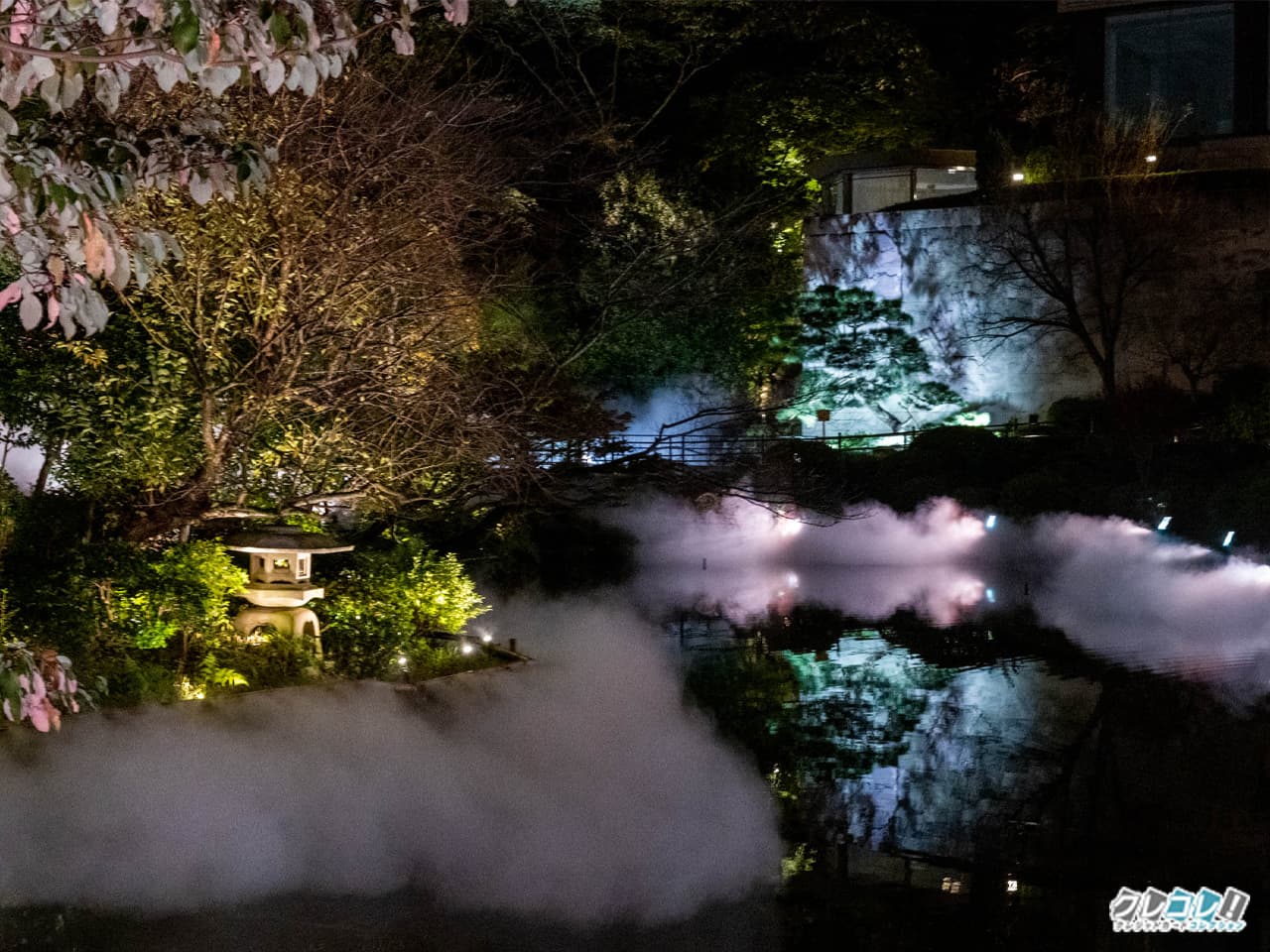 庭園から見る雲海の様子