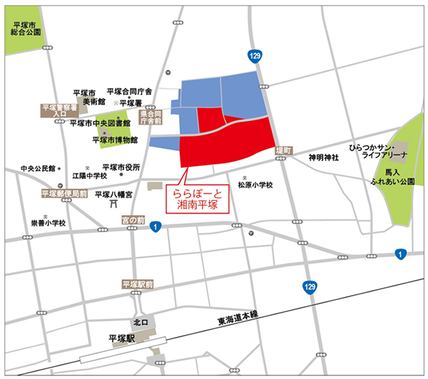 ららぽーと湘南平塚周辺地図