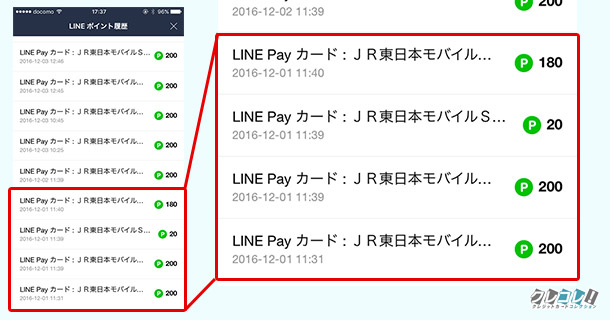 LINE PayカードでモバイルSuicaにチャージすると2%貯まる