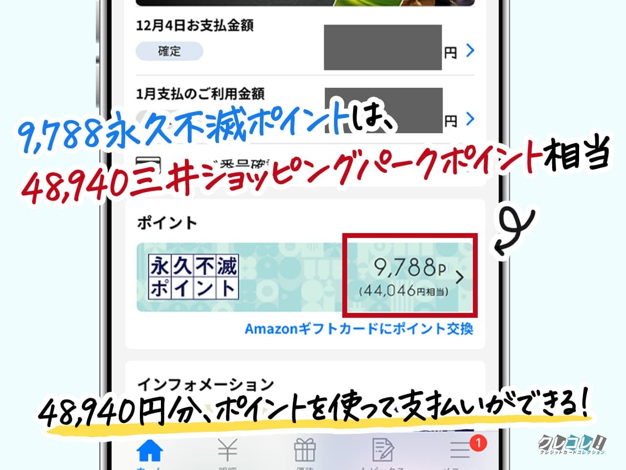 現在9,788永久不滅ポイント貯まっています