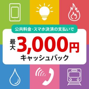 公共料金を支払うと最大3,000円キャッシュバックされるセゾンカード限定のキャンペーン