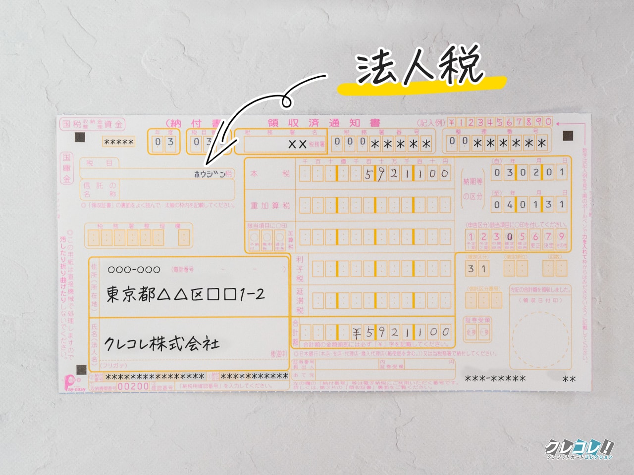 法人税の領収済通知書