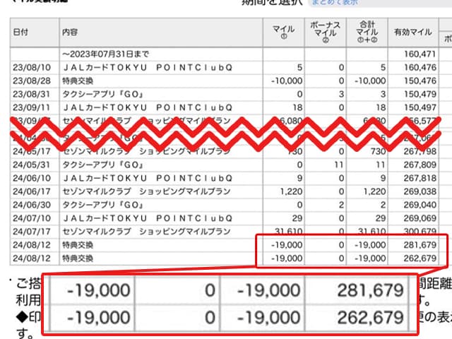 貯まったマイル